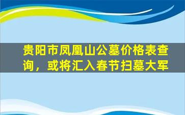 贵阳市凤凰山公墓价格表查询，或将汇入春节扫墓大军