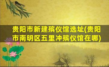 贵阳市新建殡仪馆选址(贵阳市南明区五里冲殡仪馆在哪)