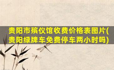 贵阳市殡仪馆收费价格表图片(贵阳绿牌车免费停车两小时吗)