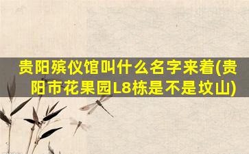 贵阳殡仪馆叫什么名字来着(贵阳市花果园L8栋是不是坟山)