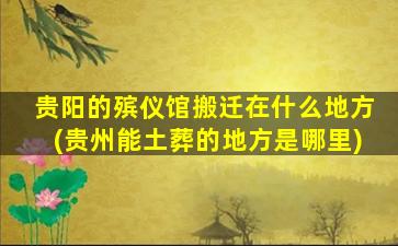 贵阳的殡仪馆搬迁在什么地方(贵州能土葬的地方是哪里)