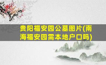 贵阳福安园公墓图片(南海福安园需本地户口吗)