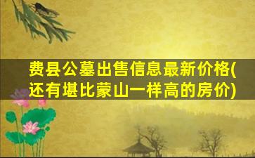 费县公墓出售信息最新价格(还有堪比蒙山一样高的房价)