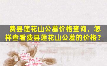费县莲花山公墓价格查询，怎样查看费县莲花山公墓的价格？