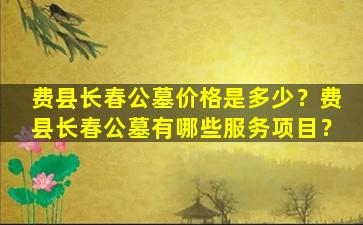 费县长春公墓价格是多少？费县长春公墓有哪些服务项目？