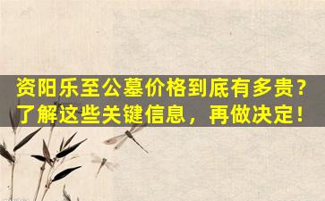 资阳乐至公墓价格到底有多贵？了解这些关键信息，再做决定！