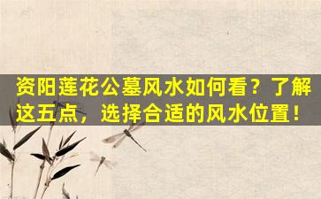 资阳莲花公墓风水如何看？了解这五点，选择合适的风水位置！