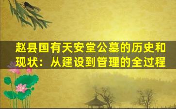 赵县国有天安堂公墓的历史和现状：从建设到管理的全过程