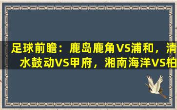 足球前瞻：鹿岛鹿角VS浦和，清水鼓动VS甲府，湘南海洋VS柏太阳神