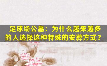 足球场公墓：为什么越来越多的人选择这种特殊的安葬方式？