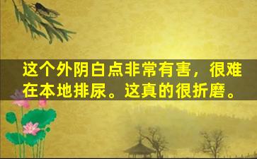 这个外阴白点非常有害，很难在本地排尿。这真的很折磨。
