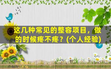 这几种常见的整容项目，做的时候疼不疼？(个人经验)
