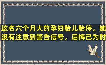 这名六个月大的孕妇胎儿胎停。她没有注意到警告信号，后悔已为时已晚。