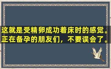 这就是受精卵成功着床时的感觉。正在备孕的朋友们，不要误会了。