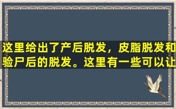 这里给出了产后脱发，皮脂脱发和验尸后的脱发。这里有一些可以让您长发的食谱
