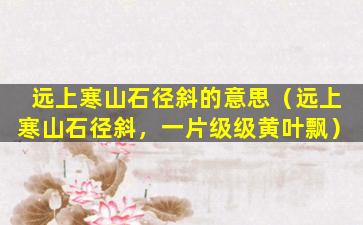 远上寒山石径斜的意思（远上寒山石径斜，一片级级黄叶飘）