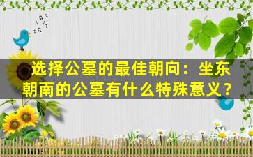 选择公墓的最佳朝向：坐东朝南的公墓有什么特殊意义？