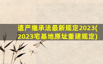 遗产继承法最新规定2023(2023宅基地原址重建规定)