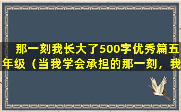 那一刻我长大了500字优秀篇五年级（当我学会承担的那一刻，我长大了）