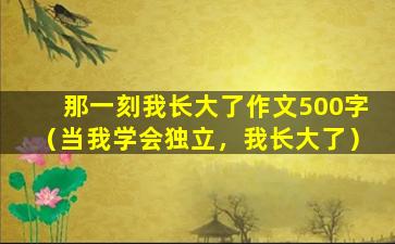 那一刻我长大了作文500字（当我学会独立，我长大了）