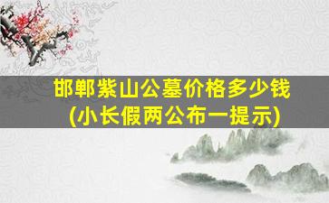 邯郸紫山公墓价格多少钱(小长假两公布一提示)