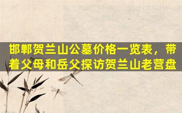 邯郸贺兰山公墓价格一览表，带着父母和岳父探访贺兰山老营盘