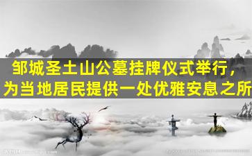 邹城圣土山公墓挂牌仪式举行，为当地居民提供一处优雅安息之所