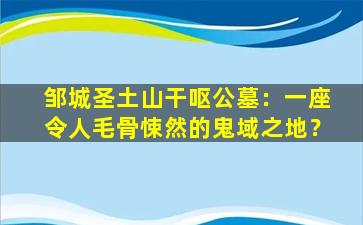 邹城圣土山干呕公墓：一座令人毛骨悚然的鬼域之地？
