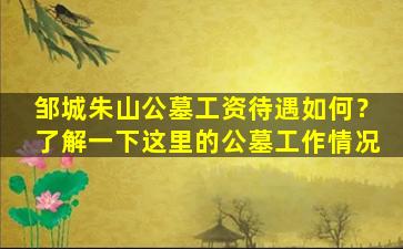 邹城朱山公墓工资待遇如何？了解一下这里的公墓工作情况
