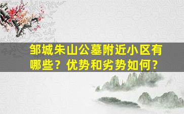 邹城朱山公墓附近小区有哪些？优势和劣势如何？