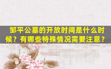 邹平公墓的开放时间是什么时候？有哪些特殊情况需要注意？