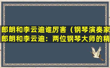 郎朗和李云迪谁厉害（钢琴演奏家郎朗和李云迪：两位钢琴大师的精彩对话）