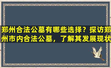 郑州合法公墓有哪些选择？探访郑州市内合法公墓，了解其发展现状