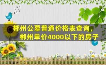 郴州公墓普通价格表查询，郴州单价4000以下的房子