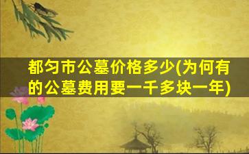 都匀市公墓价格多少(为何有的公墓费用要一千多块一年)