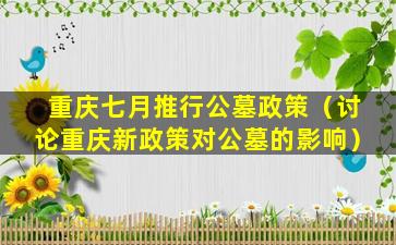 重庆七月推行公墓政策（讨论重庆新政策对公墓的影响）
