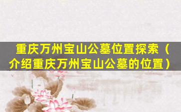 重庆万州宝山公墓位置探索（介绍重庆万州宝山公墓的位置）