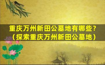 重庆万州新田公墓地有哪些？（探索重庆万州新田公墓地）