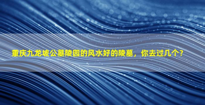 重庆九龙坡公墓陵园的风水好的陵墓，你去过几个？