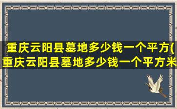 重庆云阳县墓地多少钱一个平方(重庆云阳县墓地多少钱一个平方米)