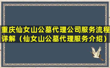 重庆仙女山公墓代理公司服务流程详解（仙女山公墓代理服务介绍）
