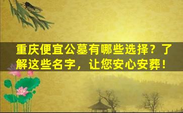 重庆便宜公墓有哪些选择？了解这些名字，让您安心安葬！
