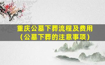 重庆公墓下葬流程及费用（公墓下葬的注意事项）