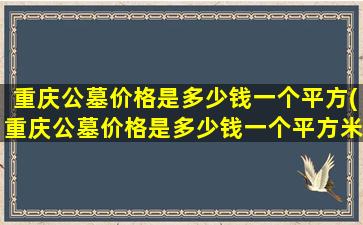 重庆公墓价格是多少钱一个平方(重庆公墓价格是多少钱一个平方米)