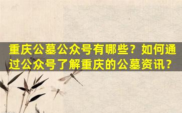 重庆公墓公众号有哪些？如何通过公众号了解重庆的公墓资讯？