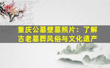 重庆公墓壁墓照片：了解古老墓葬风俗与文化遗产