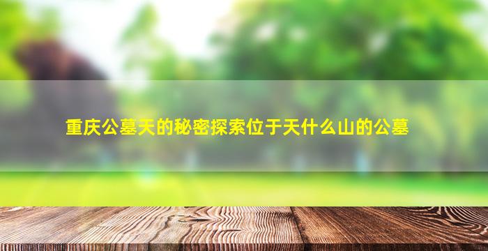 重庆公墓天的秘密探索位于天什么山的公墓