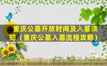 重庆公墓开放时间及入墓须知（重庆公墓入墓流程攻略）