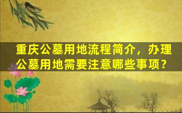 重庆公墓用地流程简介，办理公墓用地需要注意哪些事项？