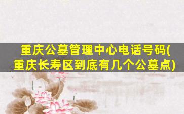 重庆公墓管理中心电话号码(重庆长寿区到底有几个公墓点)